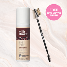 Load image into Gallery viewer, milk_shake SOS Roots mahogany hair product with a free applicator brush on a soft background