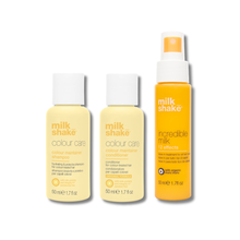 Load image into Gallery viewer, three milk_shake mini colour care bottles on a white background