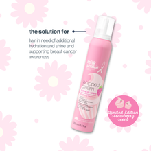Load image into Gallery viewer, Pink bottle of 'milk_shake' whipped cream hair product with floral design and text on a light pink background