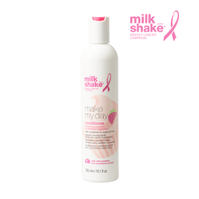 Load image into Gallery viewer, milk_shake 'Make My Day' conditioner bottle with pink ribbon on a white background