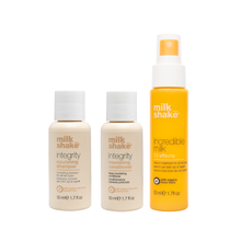 Load image into Gallery viewer, Three bottles of milk_shake integrity shampoo, conditioner and incredible milk mini on a white background
