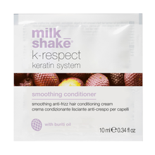 Load image into Gallery viewer, milk_shake k-respect keratin system smoothing conditioner sample packet on a white background