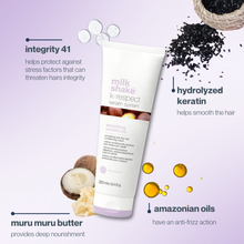 Load image into Gallery viewer, milk_shake k-respect Shampoo bottle with ingredients listed on a light purple background