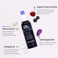 Load image into Gallery viewer, milk_shake silver shining toning spray on a purple backgound
