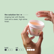 Load image into Gallery viewer, Hand holding a container of milk_shake glossy wax with text on a light green background
