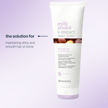 Load image into Gallery viewer, Tube of milk_shake K-respect keratin system smoothing conditioner on a light purple background
