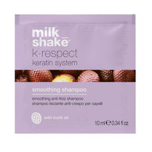 Load image into Gallery viewer, milk_shake  K-Respect Smoothing Shampoo sample pack on a white background

