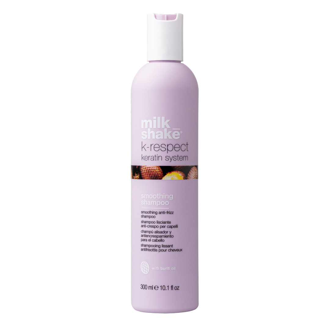 Purple shampoo bottle with 'milk shake' branding on a white background